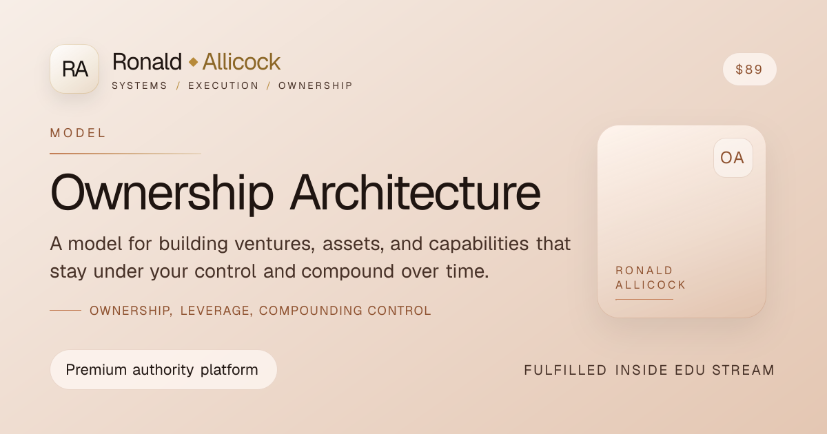 Ownership Architecture — Ronald Allicock